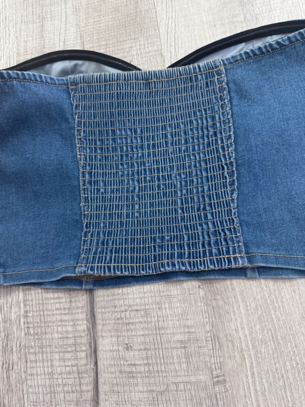 NWT Altar’d State Denim Corset Top Bustier Sz L Strapless Sweetheart MSRP $58 - Picture 9 of 10